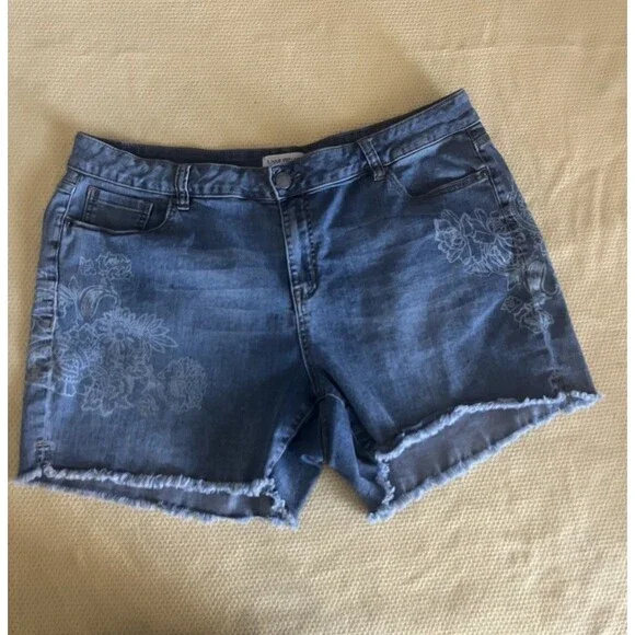 Lane Bryant Denim Shorts Size 20 2 Pair Bundle Pearl Floral Blue - Picture 6 of 10